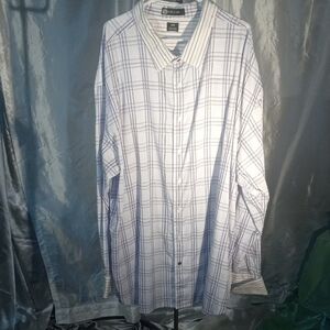 Sean John Men's Blue and White Plaid Shirt